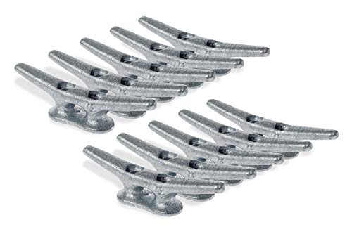 Zujara 4 inch Dock Cleats, 10-Pack Galvanized Iron Boat Cleat for Marine or Decorative Applications