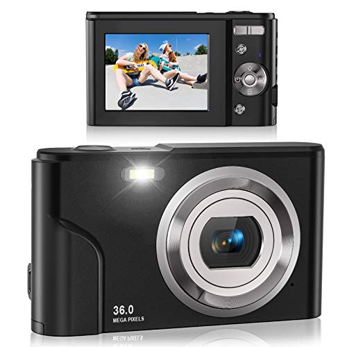 Digital Camera, Lecran FHD 1080P 36.0 Mega Pixels Vlogging Camera with 16X Digital Zoom, LCD Screen, Compact Portable Mini Cameras for Students, Teens, Kids (Black)
