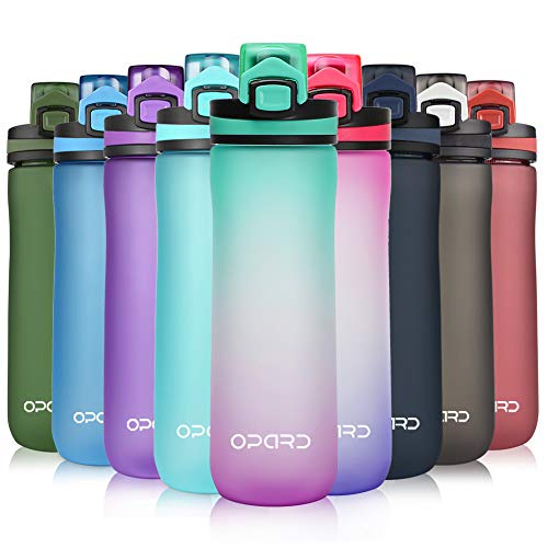 Opard Sports Water Bottle, 20 Oz BPA Free Non-Toxic Tritan Plastic Water Bottle with Leak Proof Flip Top Lid for Gym Yoga Fitness Camping (Purple-)