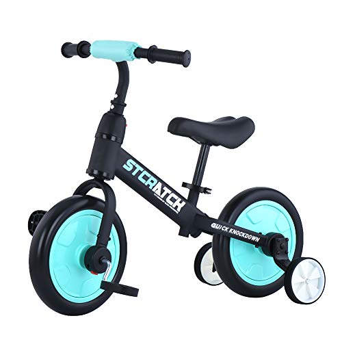 Zavofly Balance Bike for 2-4 Years Old Boys & Girls, 4-in-1 Kids Bike with Training Wheels & Pedals (Sky Blue)