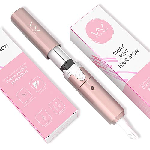 VAV Hair Straightener and Curler 2 in 1 Iron, Ceramic Flat Iron 1 Inch Curling Iron, Instant Heat Up to 400°F, Dual Voltage Mini Curling Wand Travel Size 2020 New Generation