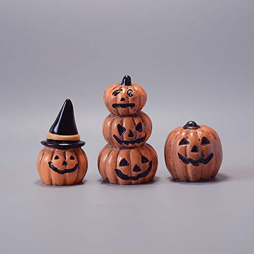 DonLeeving Luckycivia 3 Pcs Halloween Miniature Pumpkin Figurines, Fairy Garden Miniature Pumpkin Ornaments, Doll House Accessories, Halloween Party Decorations