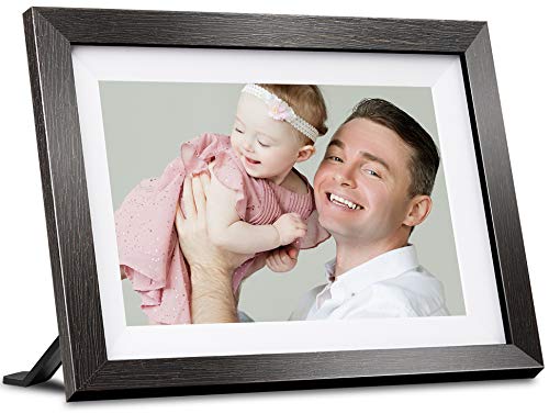 BIHIWOIA Digital Picture Frame WiFi 10.1 Inch Digital Photo Frame with IPS Touch Screen HD Display, 16GB Storage, Auto-Rotate, Share Photos & Videos via Frameo App（Black