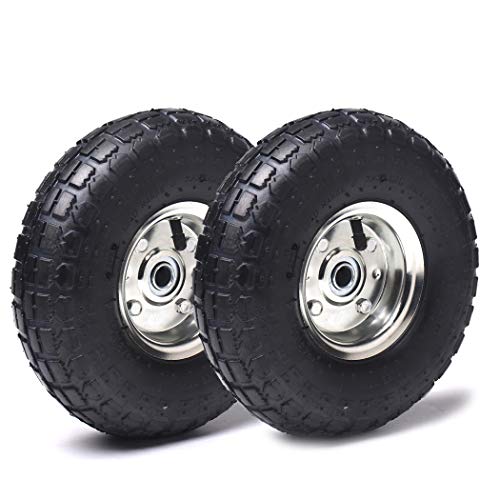 AR-PRO (2- Pack) 4.10/3.50-4' Heavy Duty Replacement Tires/Wheels/Inner Tubes 10' with a 5/8' Diameter Hole with Double Sealed Bearings