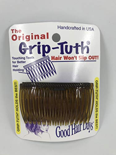 Good Hair Days Grip Tuth Combs 40405 Set of 2, Tortoise Shell Color 2 3/4' Wide