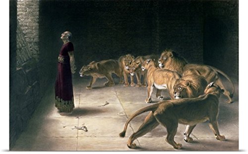 GREATBIGCANVAS Entitled Daniel in The Lions Den, Mezzotint Poster Print, 30' x 20', Multicolor