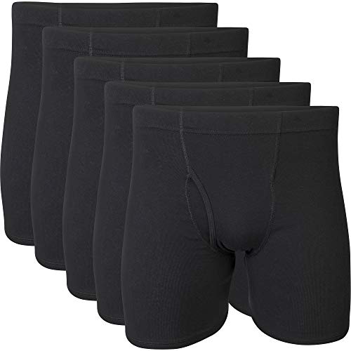 Gildan Men's Covered Waistband Boxer Brief Multipack, Black (5 Pack), 2X-Large