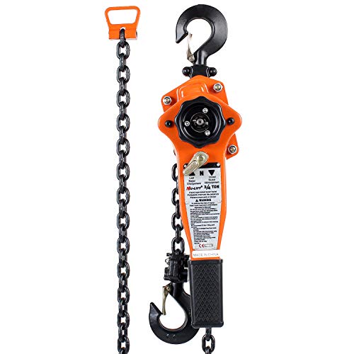 Amarite Chain Hoist Lever Hoist 0.75 Ton 1650Lbs 5ft Load Chain Manual Chain Hoist Industrial Grade Type Connection for Lifting Hook