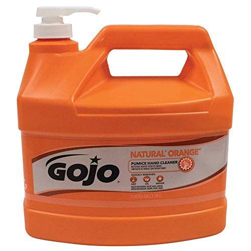 GOJO NATURAL ORANGE Pumice Industrial Hand Cleaner, 1 Gallon Quick Acting Lotion Hand Cleaner with Pumice Pump Bottle – 0955-04
