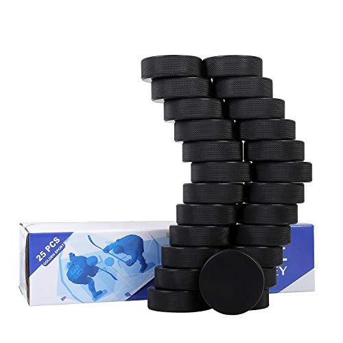 Golden Sport Ice Hockey Pucks, 25pcs, Official Regulation, for Practicing and Classic Training, Diameter 3', Thickness 1', 6oz, Black