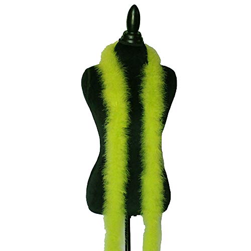 22g, 72' Long Turkey Marabou Feather Boa, 40+ Colors and Patterns to Pick from (Lime Green)