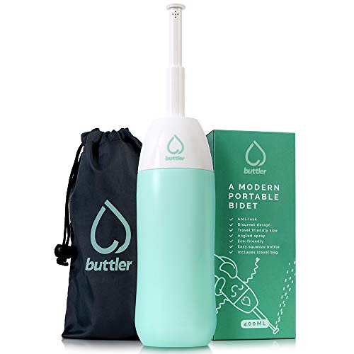 Buttler Portable Bidet - 400 mL Handheld Bidet and Peri Bottle with Travel Case - Leak-Free, Compact, with a Discreet Design - BPA-Free Plastic Bidet Bottle Sprayer Ideal for Camping Trips and Travel