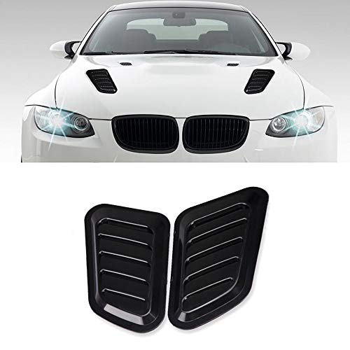 LEIWOOR 2PCS ABS Car Universal Decorative Intake Scoop Turbo Bonnet Vent Cover Hood Auto (Black)