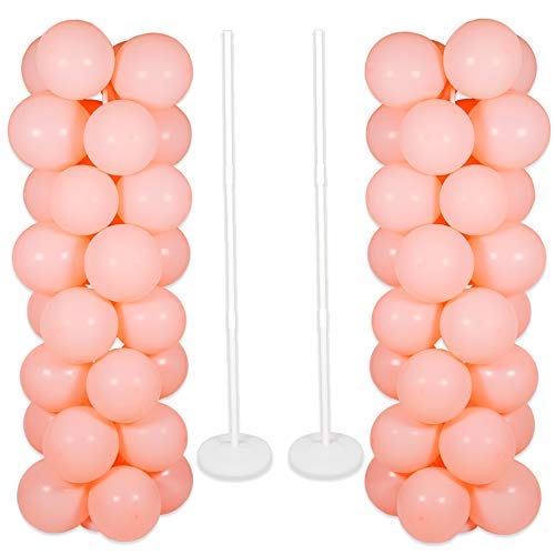 2 Sets Thicken Adjustable Balloon Column Stand Kit Base and Pole 5 Feet Balloon Tower Decorations for Baby Shower Graduation Birthday Wedding Party
