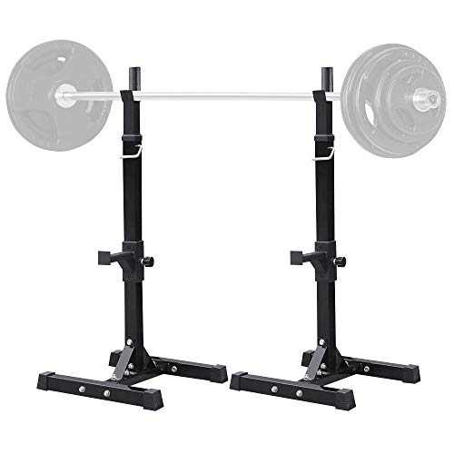 Topeakmart 45-70.5in Adjustable Squat Rack Dipping Station Barbell Rack Dip Stand Fitness Bench Press Equipment Home & Gym