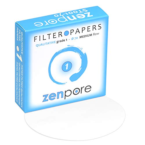 7 cm Lab Filter Paper, Standard Qualitative Grade 1 - ZENPORE Medium Flow 70 mm (100 Discs)