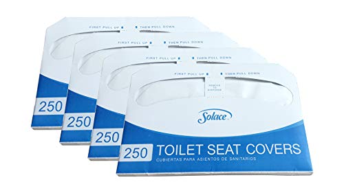 Toilet Seat Covers - Paper Disposable - Half Fold - 1000 Count (4 Packs of 250) - White - Fits Normal Dispensers, Creates Safer Bathroom Environment