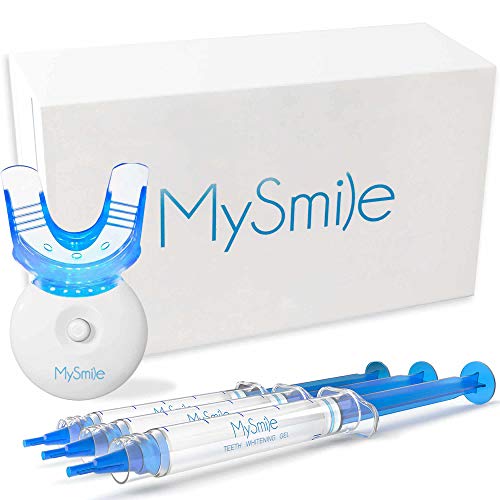 MySmile Teeth Whitening Kit with LED Light, 3 Non-Sensitive Teeth Whitening Gel and Tray, Deluxe 10 Min Fast-Result Carbamide Peroxide Teeth Whitener, help Remove Teeth Stain from coffee, drinks, food