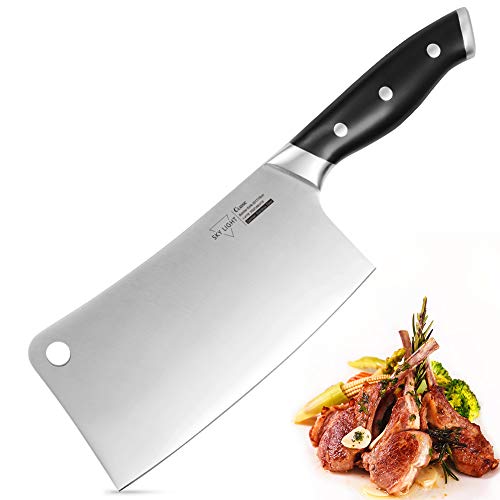 SKY LIGHT Meat Cleaver, 7 inches Chopper Knife German High Carbon Stainless Steel for Home to Cut Bones, Professional Butcher's Knife Heavy Duty Blade for Kitchen and Restaurant