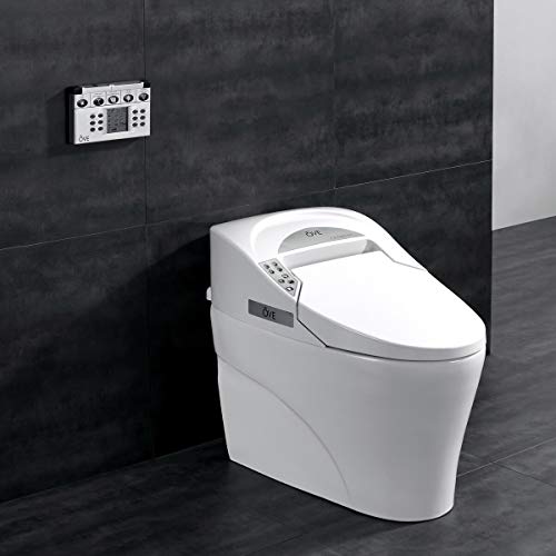 Ove Decors 735H Smart Bidet Toilet Elongated One Piece Modern Desing, Automatic Flushing, Heated Seat with Integrated Multi Function Remote Control, White, 31.3 x 16.8 x 23.8 inches