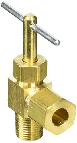 Parker Hannifin NV104C-4-2 Series NV104C Brass Angle Needle Valve, 1/4' Compression Tube x 1/8' Male Thread