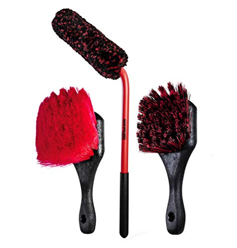 Adam's Wheel Brush Kit - Every Brush You Need to Detail Your Cars Wheels, Tires, Barrels, and More - Specially Designed Brushes for Every Part of Your Wheels & Tires (Wheel Brush Kit)