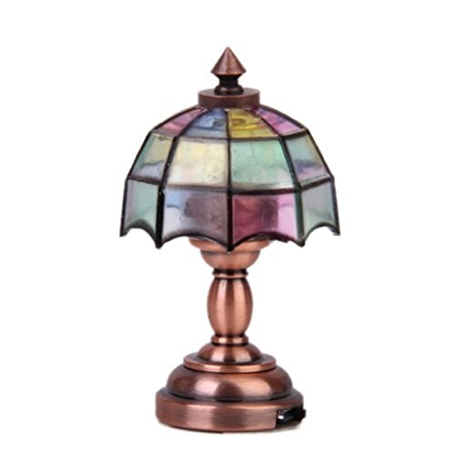 Tinksky 112 Dollhouse Miniature Umbrella Shape Lampshade LED Desk Lamp Light