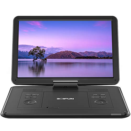 17.5' Portable DVD Player with 15.6' Large HD Screen, 6 Hours Rechargeable Battery, Support USB/SD Card/Sync TV and Multiple Disc Formats, High Volume Speaker, Black