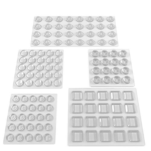 Self Adhesive Cabinet Door Bumpers - 118 pcs Combo Pack Clear Pads for Drawers, Cutting Boards, Glass Tops, Small and Kitchen Furniture, Picture Frames, Rubber Stoppers/Dots for Wall and Wooden Floor