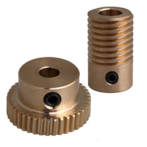 CNBTR 0.5 Modulus Brass Worm Gear Set with 5mm Hole 40 Teeth Turbine Reducer 6mm Hole Screw Reducer