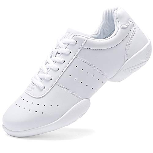Smapavic Cheer Shoes Women White Cheerleading Dance Shoes Fashion Sneakers Tennis Athletic Sport Training Shoes for Gilrs White 6 B (M) US