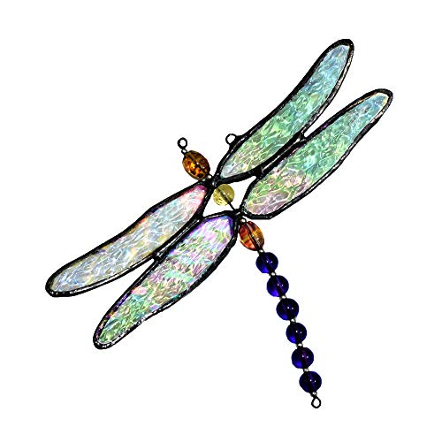 Dragonfly Ornament Stained Glass Sun Catcher Window Hanging Decor Display Gift for Gardener ORN 112