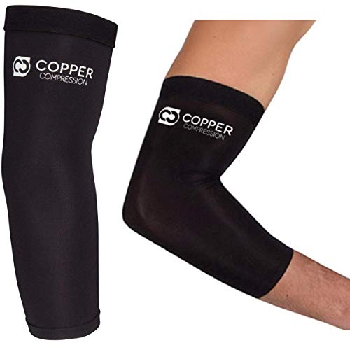 Copper Compression Recovery Elbow Sleeve - Guaranteed Highest Copper Content Elbow Brace for Tendonitis, Golfers or Tennis Elbow, Arthritis. Elbow Support Arm Sleeves Fit for Men and Women (Medium)