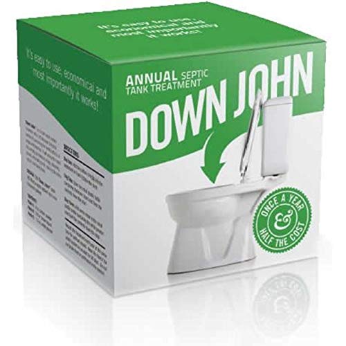 Down John Septic Tank Treatment (Once-a-Year) Live Bacteria, Grease-Eating Enzymes and Stabilizing Carbon - Additive Stops Odor and Backups, Cleans and Restores Septic Tank Systems and Drain Fields