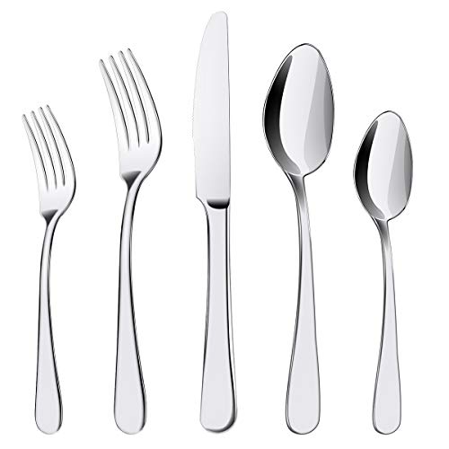 Silverware Set, 20 Pieces Flatware Cutlery Set ENLOY Stainless Steel Utensils Service for 4, Heavy Duty Gift and Dishwasher Safe, Mirror Polished Dinner Knife, Fork, Spoon for Restaurant