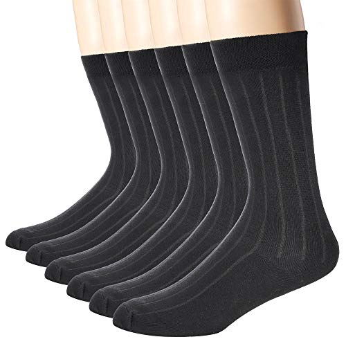 TTIZZY Men's Premium Black Cotton Dress Socks - 6/8 Pairs Classic Business and Casual Socks, Wicking, Durable Crew Socks （black 6）