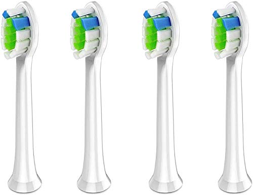 Hanasco Sonic Electric Toothbrush Replacement Heads Pack of 4 (White)