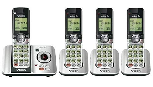 VTech CS6529-4 DECT 6.0 Phone Answering System with Caller ID/Call Waiting, 4 Cordless Handsets, Silver/Black