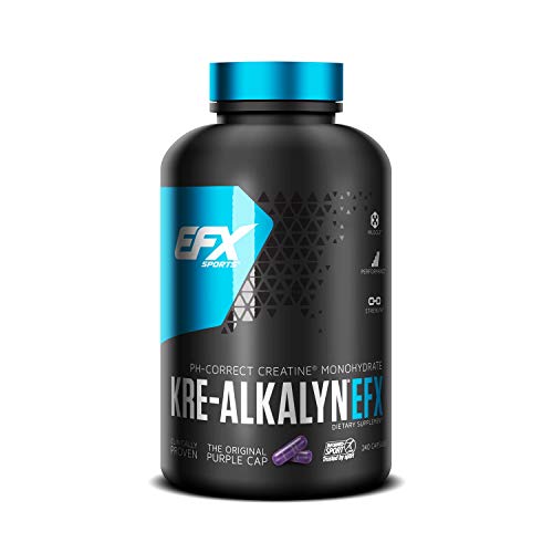 EFX Sports Kre-Alkalyn | PH-Correct Creatine Monohydrate | Multi-Patented Formula, Gain Strength, Build Muscle & Enhance Performance - 240 Capsules / 120 Servings…