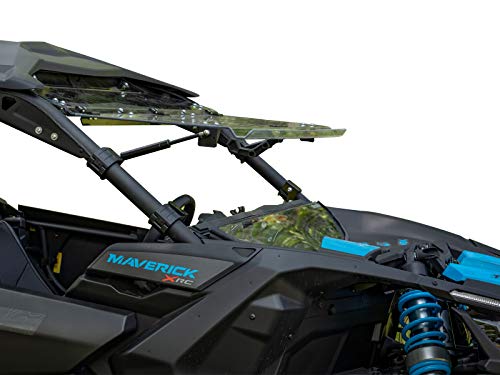 SuperATV Can Am Maverick Windshield: Scratch Resistant Flip Window | Fits Can-Am Maverick X3 Turbo/Max/RS/MR Models - Upper, Lower, and Middle UTV Windshields - Powersport Accessories and Parts
