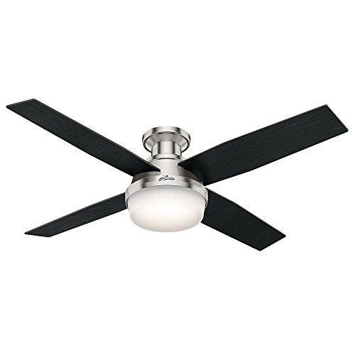 Hunter Fan Company 59241 Hunter Dempsey Indoor Low Profile Ceiling Fan with LED Light and Remote Control, 52', Brushed Nickel