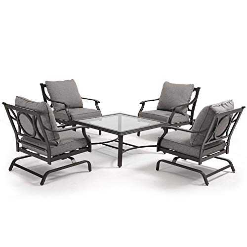 Grand patio 5 Piece Outdoor Furniture Conversation Set, Full Cushion Chairs with Square Table