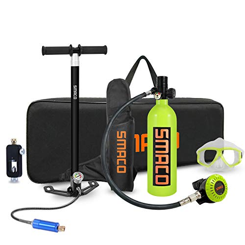 Scuba Tank for Diving Oxygen Tank for Breathing Underwater Device Dive Equipment Support 15-20 Minutes（340 Breathe Times） Mini Scuba Tank with Pump Scuba Diving Accessories S400+ Packages D, Green