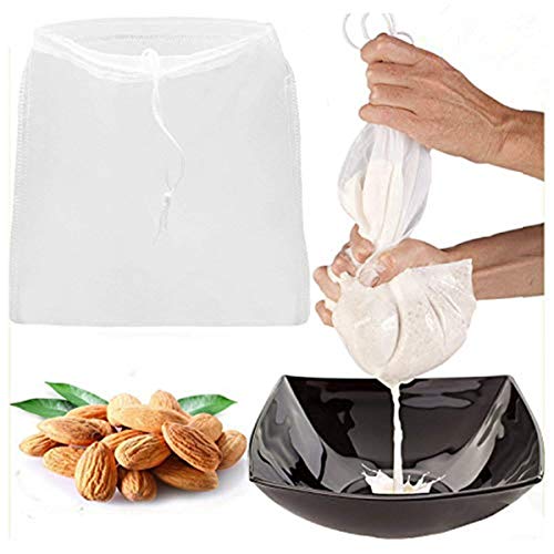 2 Pcs Pro Quality Nut Milk Bag - Big 12'X12' Commercial Grade - Reusable Almond Milk Bag & All Purpose Food Strainer - Fine Mesh Nylon Cheesecloth & Cold Brew Coffee Filter