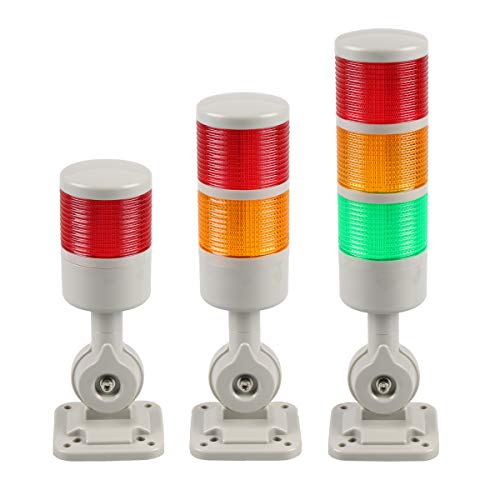 LUBAN Led Signal Tower Stack Lights, Industrial Signal Warning Lights, Column Tower Lamp Andon Lights with Rotatable Base, Steady/Flashing Light Switchable, 24V 12V DC (2-Level, no Buzzer)