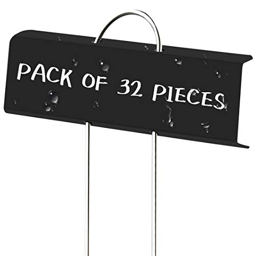 Plant Labels for Garden, Reusable Black Metal DIY Garden Markers Signs Waterproof/Anti-Fading/Anti-Corrosion/Nursery Tags for Potted Plants/Vegetable Garden/Herbs/Flowers（32 Pcs）