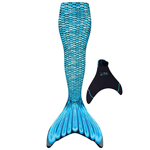 Fin Fun Wear-Resistant Mermaid Tail for Swimming Monofin Included, Tidal Teal, Youth 8