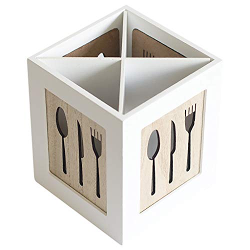 Fan-Ling Creative Tableware Storage Basket Hollow Box,Multifunctional Wooden Storage Box,Chopsticks, Spoons, Fork Storage Tools, Wearable &Durable (B)