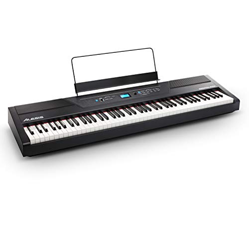 Alesis Recital Pro | Digital Piano / Keyboard with 88 Hammer Action Keys, 12 Premium Voices, 20W Built in Speakers, Headphone Output & Powerful Educational Features