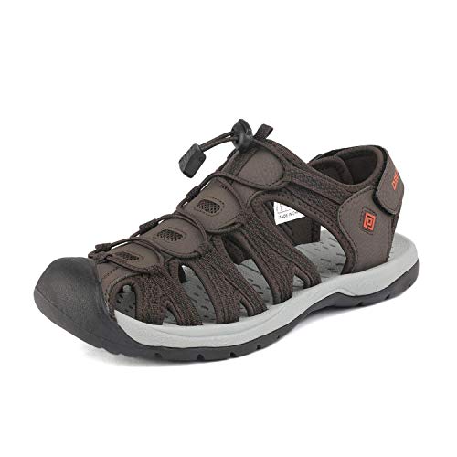 DREAM PAIRS Men's 160912-M-NEW Brown BLK Orange Adventurous Summer Outdoor Sandals Size 13 M US